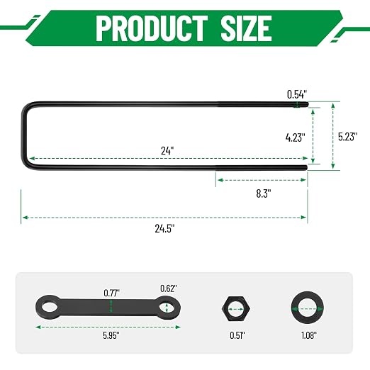 24 Inch Square Bend U-Bolt Kit for Truck Chassis