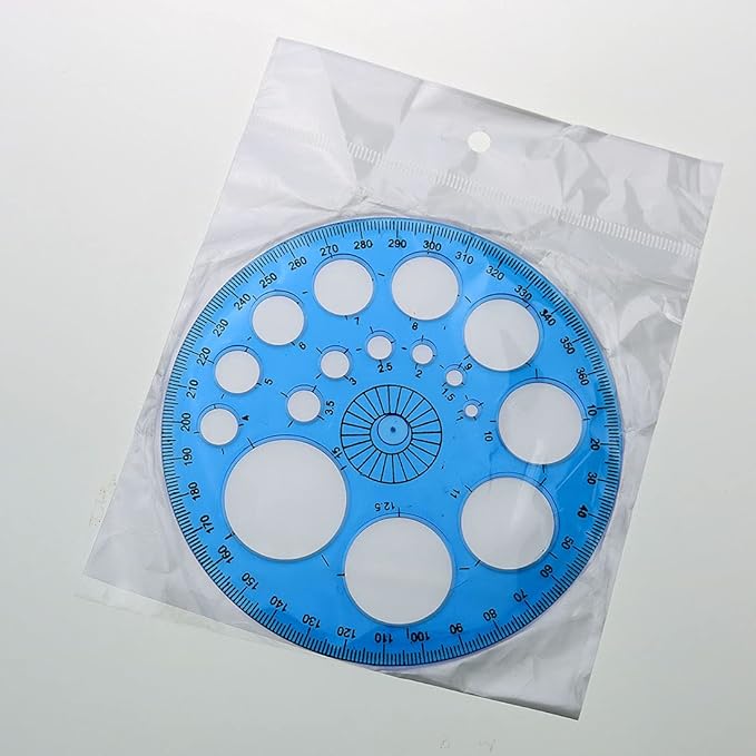 4pcs 360 Degree Protractor and Circle Maker Office School Drafting Supply Transparent Dark Blue