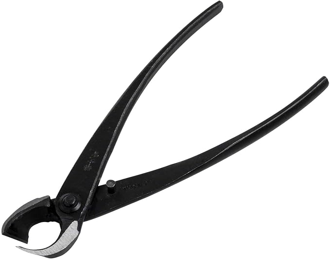 Wazakura Hand Forged Bonsai Concave Branch Cutter, Made in Japan 8 inch (200mm), Japanese Gardening Tools, Straight Edge Black