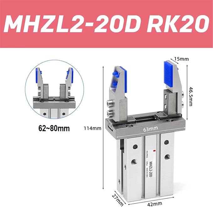 1pcs MHZ2 Finger Cylinder Parallel clamp Claw Fixture MHZ2-16D MHZ2-20D Bracket Extended Internal Support Bracket(MHZL2-20D RK20)