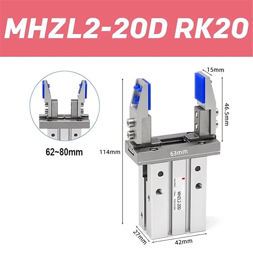 1pcs MHZ2 Finger Cylinder Parallel clamp Claw Fixture MHZ2-16D MHZ2-20D Bracket Extended Internal Support Bracket(MHZL2-20D RK20)