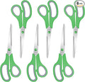 6 Packs Sewing Craft Scissors Bulk,8" Multipurpose Heavy Duty Sharp Scissors,Stainless Steel Shears for Home Office Student Supplies,Green