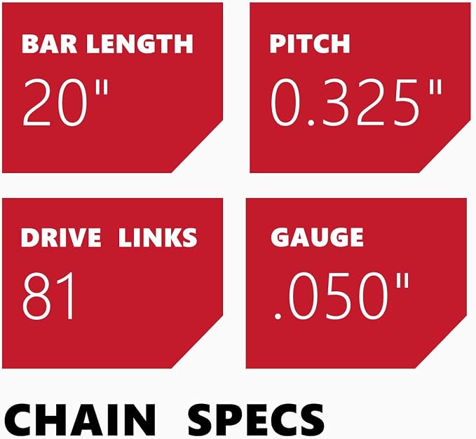 KAKEI Chainsaw Chain 20 Inch .325" Pitch .050" Gauge 81 Drive Links- 23RS 81 Fits Stihl (POST 2023 .050" Gauge) MS271 Farm Boss, MS291, MS261 and More (3 Chains) - Full Chisel