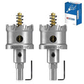 TCT Hole Saw Set, 2-Pack of 1-5/8" (40mm) Heavy Duty Tungsten Carbide Tipped Hole Cutters for Stainless Steel Mild Steel Copper Iron Brass Plastic and More, with Titanium-Plated Pilot Drill Bits
