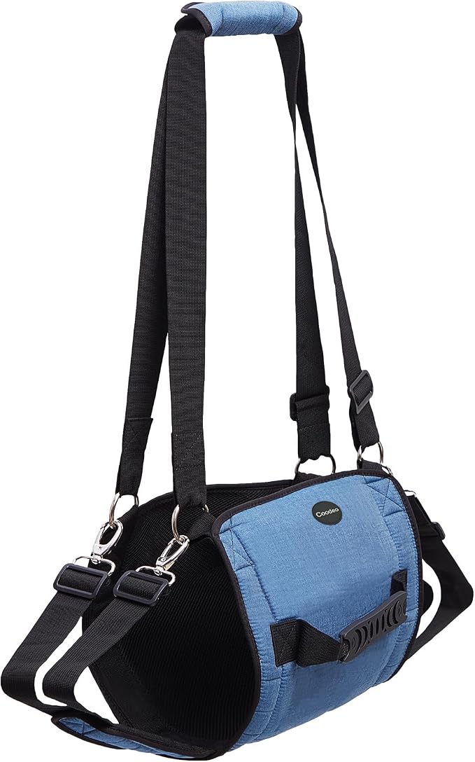 COODEO Dog Carry Sling, Emergency Backpack Pet Legs Support & Rehabilitation Dog Lift Harness for Nail Trimming, Dog Carrier for Senior Dogs Joint Injuries, Arthritis, Up and Down Stairs (M, Blue)