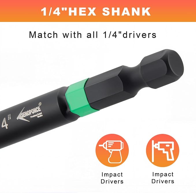 AEROFORCE 41 PCS Magnetic Nut Driver Set, Impact Drill Driver Bit 1/4" Hex Shank, SAE & Metric Cr-V Steel Power Nut Drivers with Quick-release Extensions, Impact Socket Adapters, Bit Holder
