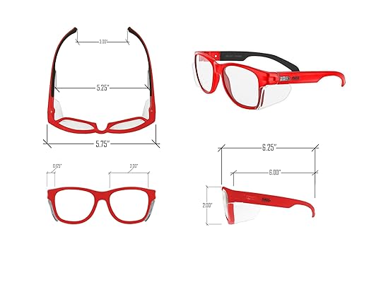MAGID Y50 Safety Glasses for Construction | Red Frame — 2 Pairs, Clear Lens | Side Shields, ANSI Z87.1+, Anti-Fog, Scratch-Resistant, 99.9% UV Protection, Polycarbonate Lens