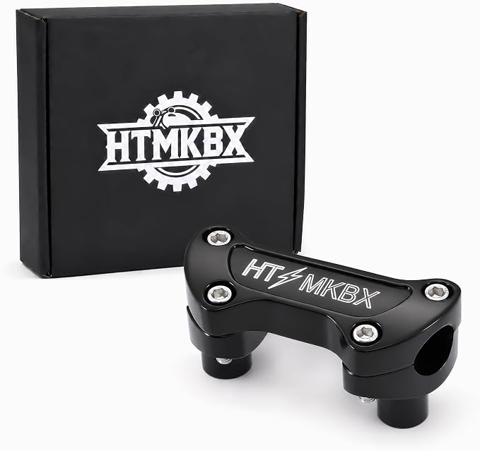 Black 1 inch Handlebar Riser Top Clamp Kit, 7075 Aluminum Bar Riser for 1” Handlebars, Fits Harley Touring Sportster Softail Dyna Models