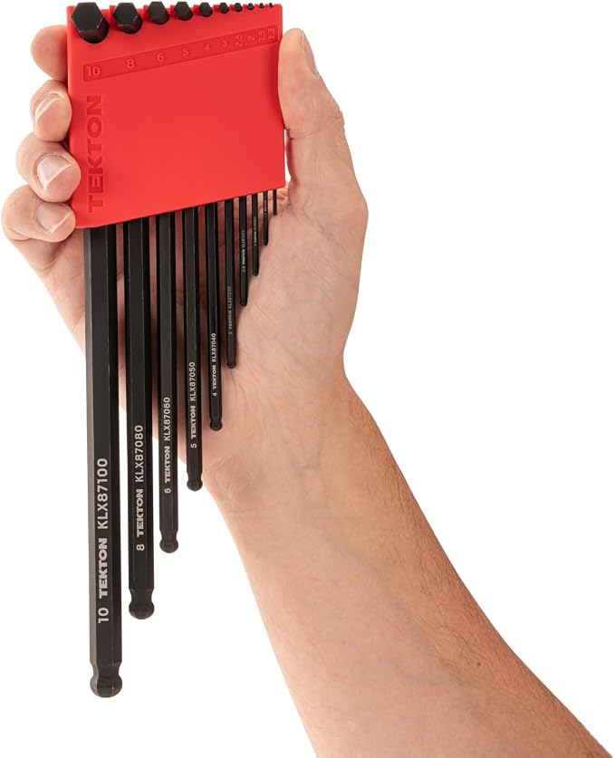 TEKTON Short Arm Ball End Hex L-Key Set, 23-Piece | KLX91313 | (0.050 - 3/8 in., 1.3 - 10 mm), Manganese Phosphate Finish, Holder