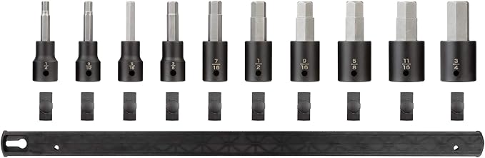 TEKTON 1/2 Inch Drive Hex Impact Bit Socket Set, 10-Piece | SIB92100