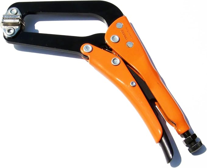 Grip-On 233A06 6-Inch Angled Self-Adapting Jaws Locking Pliers with Swivel Tips in Orange Epoxy