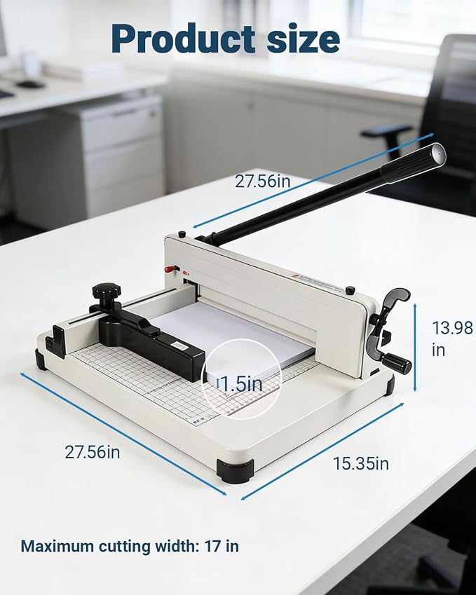12 Inch Heavy Duty Guillotine Paper Cutter,Cuts 400 Sheets A4 Paper,Solid Steel Construction with Imperial Sizing & Dual Safety Features,Industrial Stack Paper Trimmer for Offices,Schools,Print Shops