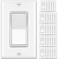 BESTTEN 30 Pack Single Pole Decorator Light Switch, Rocker Paddle Wall Switch, On/Off Interrupter, w/Wall Plate, 15A 120/277V, UL Listed, White