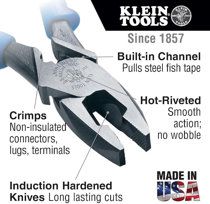Klein Tools J2000-9NECRTP Side Cutter Linemans Pliers, 9-Inch & 32581 4-in-1 Electronics Screwdriver Set with Precision Machines Bits: 2 Slotted, 2 Phillips, and Cushion Grip Handles, 4-Piece