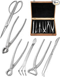 Bonsai Tool Set 6PCS with Wood Box– Concave Cutter, Knob Cutter, Pruning Shears, Trunk Splitter, Root Rake & Precision Tweezers – Professional Stainless Steel Bonsai Tools for Pruning & Repotting