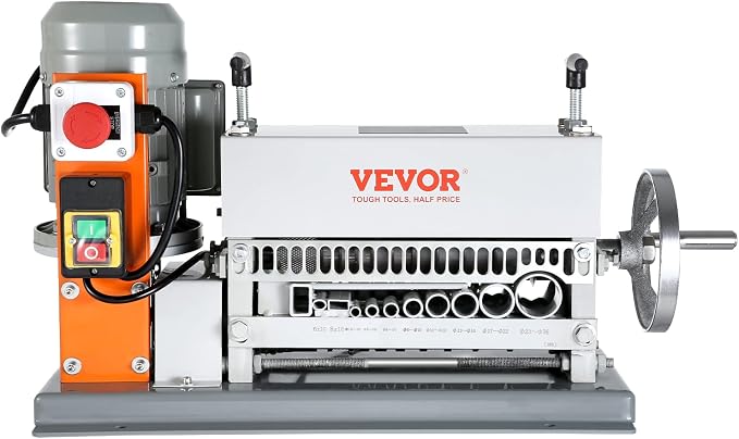 VEVOR Electric Wire Stripping Machine, 0.06''-1.42'' Automatic Wire Stripper Machine, 370 W, 88 ft/min Wire Stripper with An Extra Manual Crank, 11 Channels Electric Wire Stripper, Copper Stripper