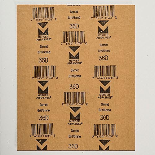 Mercer Industries 206036D - 9 x 11 Garnet Paper Sheets, Grit 36D (50 pack)