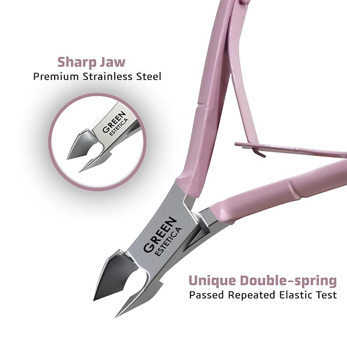 Professional Cuticle Trimmer Nail Cuticle Cutter Stainless Steel Cuticle Nippers with Sharp Blades Double Spring Manicure Tools for Nail Care Pedicure Home Spa (Rose - Pusher Included)