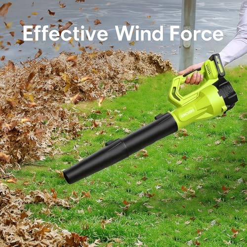 Leaf Blower Cordless with 2 Battery and Charger, Electric Powerful Blower