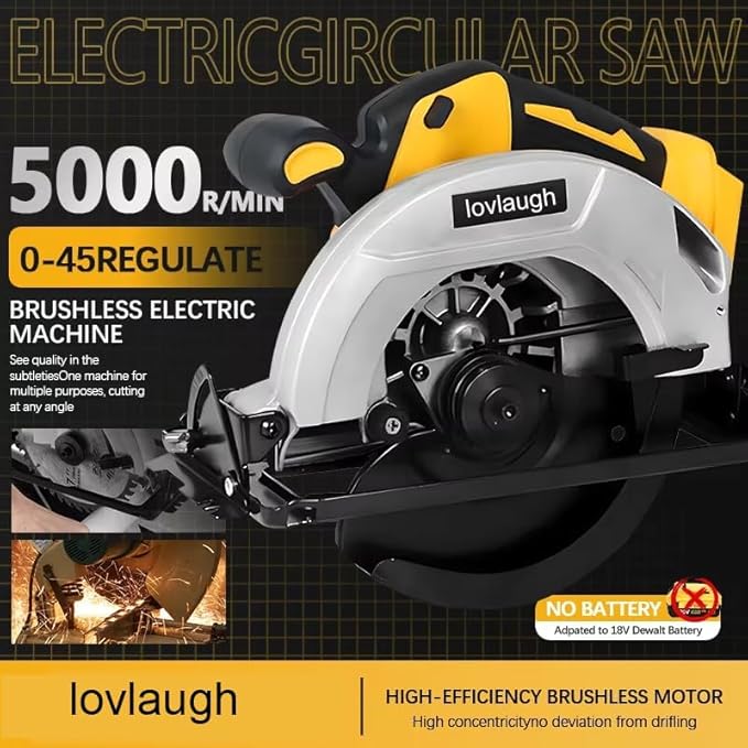 7-1/4 Inch Cordless Circular Saw Compatible with 20V MAX Battery (NO Battery) 5300 RPM Brushless Motor, 6-1/2" Depth Cut, 0-50° Bevel, Electric Brake, with 2 Blades & Carry Case