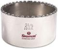 Starrett Diamond Grit Hole Saw, 3-3/8" Dia, 1-5/8" Cutting Depth | Ideal For Drilling Small Diameter Holes, 5/8-18 Thread Size, XA2/XA10 Arbor, Silver Finish, KD0338-N