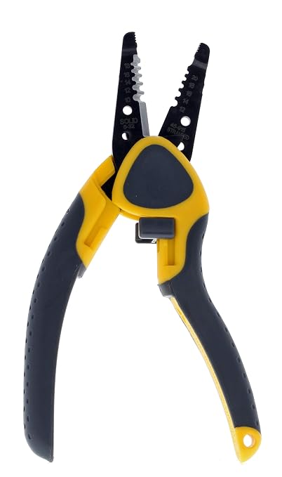 IDEAL Electrical 45-915 Kinetic Reflex T-Stripper - 10-20 AWG, Wire Stripper with Thumb Rest, Plier Nose, Slide Lock, Textured Grips