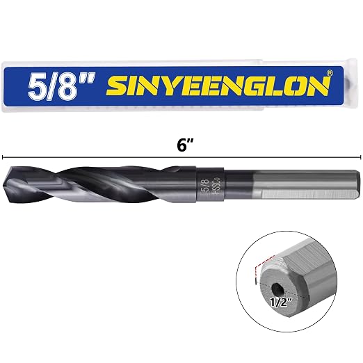 5/8 Drill Bit for Metal and Hardened Steel, M35 Cobalt 1/2 Inch Reduced Shank Industrial Grade Heavy Duty Drill Bit, with Index Storage Case