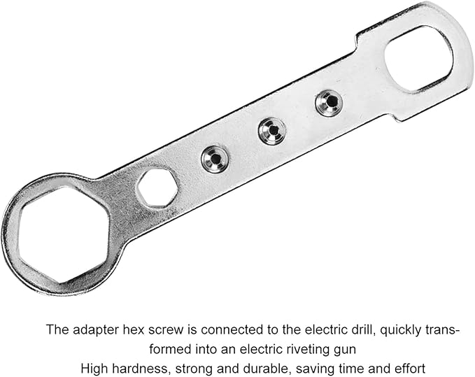 flexman Rivet Gun Adapter for Electric Drill, High Hardness Alloy Steel Electric Handle Tool with Wrench, Riveting Tool Kit for Pull Rivets