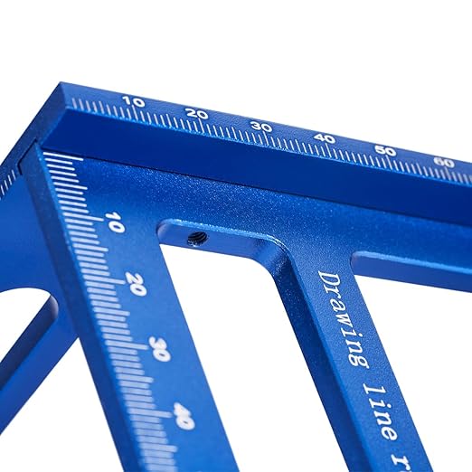 3D Multi-Angle Measuring Tool,45/90 Degree Aluminum Alloy Woodworking Square Protractor, Drawing Line Ruler, Miter Triangle Ruler Layout Measuring Tool for Woodworking (Metric-Blue)