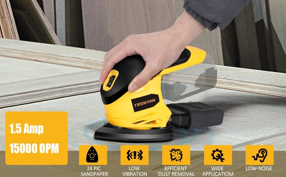 Cordless Detail Sander Compatible with DeWalt 20V Max Battery (Tool Only), 12,000 OPM, 10Pcs Sandpapers, Dust Bag for Woodworking, Tight Spaces Sanding, Polishing, Removing Paint (No Battery)