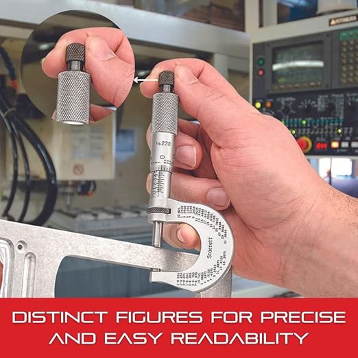 Starrett Outside Micrometer with Advanced Sleeve Design, Satin Chrome Finish and Insulated Frame - Quick and Easy Adjustment, 0-1" Range, .0001" Graduations - T444.1XRL-1