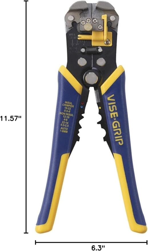 IRWIN Vise-Grip Wire Stripper, 2 inch Jaw, Cuts 10-24 AWG, ProTouch for Maximum Comfort (2078300), Blue/Yellow