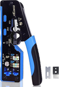 All-In-One RJ45 Crimp Tool with Hand-Twist Screw and Wire Terminal Crimper for CAT7/CAT6A/CAT6/CAT5E/CAT5, Ethernet Crimper RJ45 crimper RJ45 Pass Through Crimp Tool Ethernet Crimping Tool