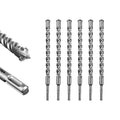 SALI SDS Plus Rotary Hammer Drill Bit 6 Pcs 3/4"*12" Concrete Drill Bit Kit Cross-Type Double Thread Carbide Material Suitable for Brick, Stone, Hammer Drill Bits