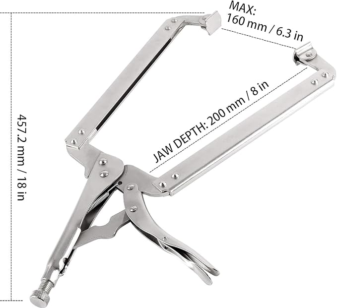 HOZEON 4 PCS 18 Inch C Clamp Welding Pliers with Swivel Pads, Heavy Duty Welding Clamp,Woodworking Clamps Set, Adjustable Nickel Plated C Pliers for Wood Working, Welding, Electrician Maintenance