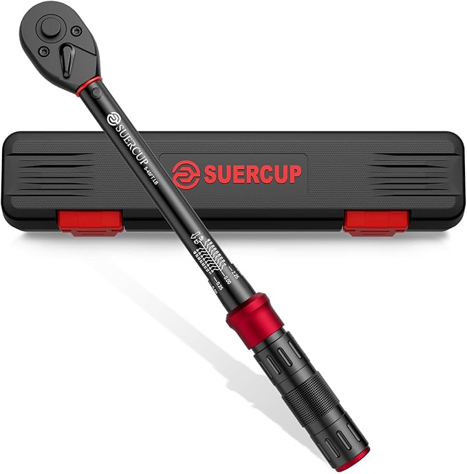 SUERCUP 3/8-Inch Drive Click Torque Wrench - 5-45 Ft-Lb/6.8-61Nm, Dual-Direction Adjustable 72 Tooth Click Torque Wrench for Bike, Motorcycle and Car Repair