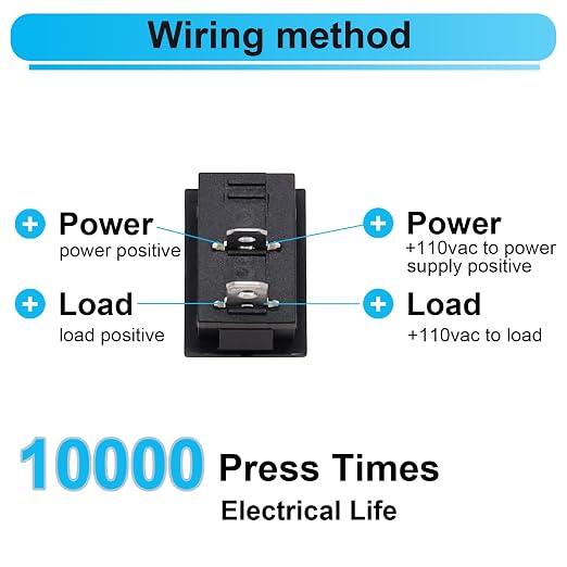 TWTADE 8Pcs 12V Rocker Switch On/Off 2 Pin 2 Position SPST Car Auto Boat Rocker Toggle Switch AC 6A/250V 10A/125V KCD1-1-101