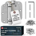 A1 ProGuard - Self Closing Spring Loaded Hinges, 3.5 Inch, Adjustable Tension for Garage, Front, Back Door, Door Closer Hinge, UL Listed, Left/Right Hand, 5/8'' Radius Corners, Brushed Nickel, 2 Pack