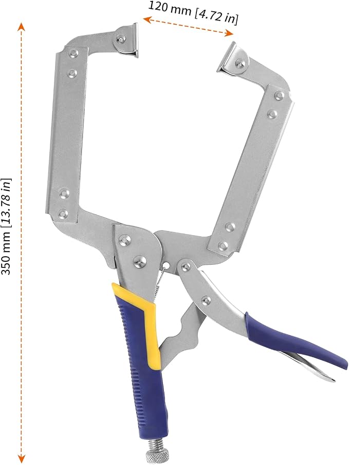 HOZEON 3 PCS 14 Inch C Clamp Locking Pliers, Heavy Duty Welding C Clamp Pliers with Swivel Pads, Vise Grip Locking Pliers Face Clamps for Woodworking, Welding, Building
