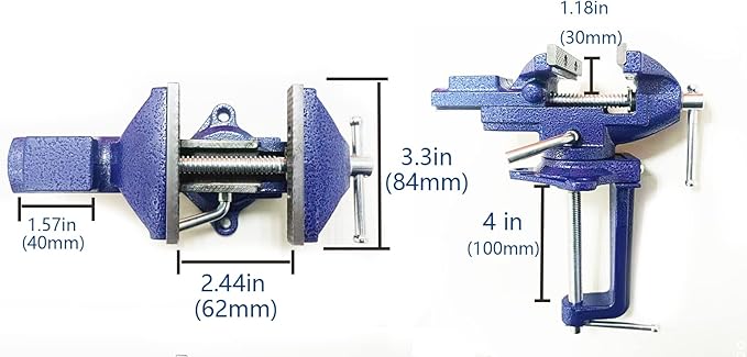 Dual-Purpose Combined Bench Vise or Table Vise, multifunctional jaw, Universal Rotate 360° Work Clamp-On Visewith Quick Adjustment, 3.3" Blue
