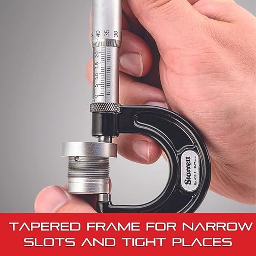 Starrett Outside Micrometer with One-Piece Spindle, Satin Chrome Finish and Advanced Sleeve Design - Quick and Easy Adjustment, 1-2" Range, .0001" Graduations - T2XRL