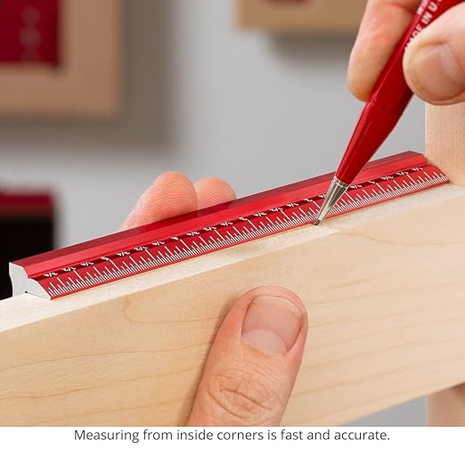 Woodpeckers Edge Rule, 36 Inch, Wraps Around Edge, USA Made, Laser Engraved Scales, Beveled Edges, Aluminum Woodworking Ruler