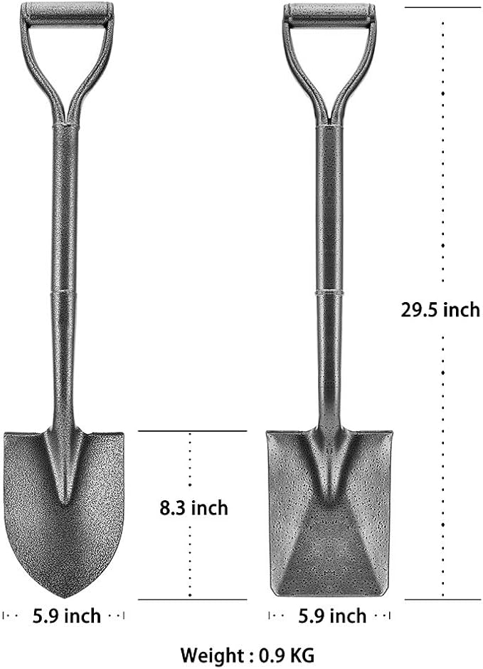 Small Garden Spade - Flat Short Shovels for Digging, Metal D Handle, 30 Inch Mini Hand Shovels, Heavy Duty