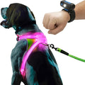noxgear LightHound Light Up Reflective Dog Harness and Wrist Light, Large | 360° Light Up Reflective Dog Harness, 8 Colors & 6 Modes, USB Rechargeable, Adjustable, Rainproof, LED Fiber Optic