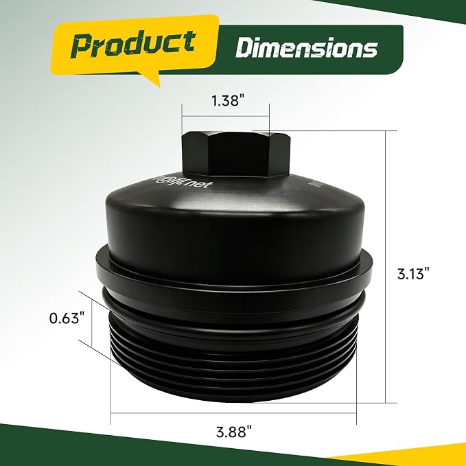 iFJF EC781 Oil Filter Cap Aluminum Black Replacement for Ford 6.0L 6.4L | for F250-F550 6.4L, Seamless Seamless-System Integration, 3K-5K Mile Routine Maintenance Ready, Fast Back-on-the-Road Setup