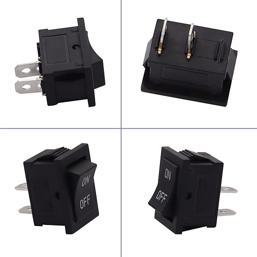 TWTADE 5PCS Latching Rocker Switch ON/Off 2 Pin 2 Position SPST Car Auto Boat Square Rocker Toggle Switch with Pre-Wired AC 10A/125V 6A/250V
