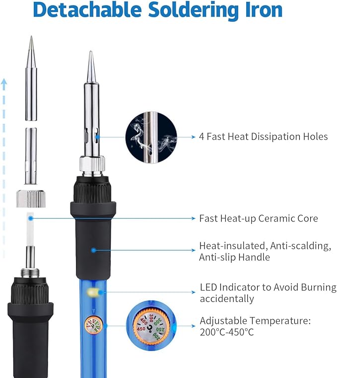 5 Pack Bulk LDK Soldering Iron Kits 60W 110V Adjustable Temperature Electric Soldering Gun Welding Tools