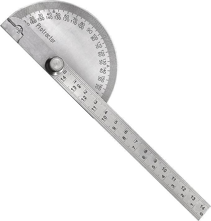 0-180° Round Head Protractor, Stainless Steel Angle Finder Ruler, Adjustable Angle Measuring Tool for Carpenters & Woodworking Hobbyists