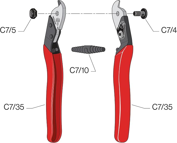 FELCO C7 Swiss Made Cable Cutters – One-Hand Wire Cutters for Bike Brake Lines, Fencing & Electrical Work | Compact Hand Tool with Triangular Hardened Steel Blades, Non-Slip Grip, No-Fray, 7mm
