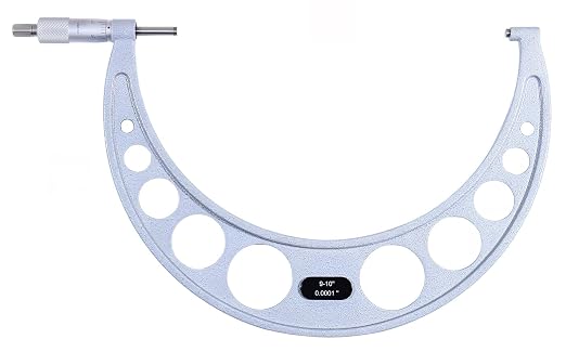 Accusize Industrial Tools Outside Micrometer, 9-10", EG00-0010 | 9-10", Ultra-Precision, Carbide Tipped, M-Type, Resolution 0.0001", Ratchet Friction Thimble, Solid Storage Case
